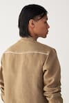 Shop_Three_Beige Linen Sage Three Pleat Pant _at_Aza_Fashions