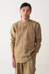 Shop_Three_Beige Linen Sage Three Pleat Pant _Online_at_Aza_Fashions