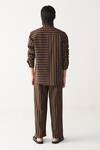 Shop_Three_Charcoal Handloom Cotton Brown Front Pleated Pant _at_Aza_Fashions