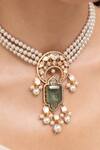 Shop_Joules by Radhika_Green Pearls, Stones Saesha Designer Necklace Set_at_Aza_Fashions