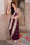 Buy_Naaritva India_Brown Crepe Zari Hand Woven Cocoa Banarasi Saree With Running Blouse _Online_at_Aza_Fashions