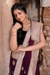 Shop_Naaritva India_Brown Crepe Zari Hand Woven Cocoa Banarasi Saree With Running Blouse _Online_at_Aza_Fashions