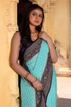 Buy_Naaritva India_Blue Crepe, Chiffon, Silk Zari Hand Woven Banarasi Saree With Running Blouse _Online_at_Aza_Fashions