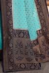 Naaritva India_Blue Crepe, Chiffon, Silk Zari Hand Woven Banarasi Saree With Running Blouse _at_Aza_Fashions