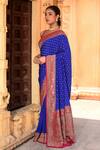 Naaritva India_Blue Crepe Zari Royal Hand Woven Banarasi Saree With Running Blouse _Online_at_Aza_Fashions