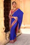 Shop_Naaritva India_Blue Crepe Zari Royal Hand Woven Banarasi Saree With Running Blouse _Online_at_Aza_Fashions