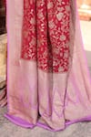 Buy_Naaritva India_Maroon Crepe, Chiffon, Silk Zari Hand Woven Banarasi Saree With Running Blouse 