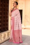 Buy_Naaritva India_Pink Chiffon, Silk Zari Hand Woven Pastel Banarasi Saree With Running Blouse _Online_at_Aza_Fashions