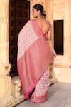 Shop_Naaritva India_Pink Chiffon, Silk Zari Hand Woven Pastel Banarasi Saree With Running Blouse _at_Aza_Fashions