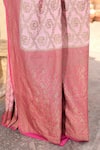 Buy_Naaritva India_Pink Chiffon, Silk Zari Hand Woven Pastel Banarasi Saree With Running Blouse 