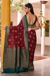 Shop_Naaritva India_Maroon Crepe Zari Hand Woven Cocoa Brown Banarasi Saree With Running Blouse _at_Aza_Fashions