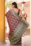 Shop_Naaritva India_Brown Crepe Zari Hand Woven Banarasi Saree With Running Blouse _at_Aza_Fashions