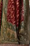Naaritva India_Brown Crepe Zari Hand Woven Banarasi Saree With Running Blouse _at_Aza_Fashions