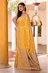 Buy_Naaritva India_Yellow Crepe, Silk, Designer Hand Woven Banarasi Saree With Running Blouse 