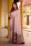 Buy_Naaritva India_Pink Crepe, Chiffon Zari Hand Woven Banarasi Saree With Running Blouse 