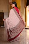 Shop_Naaritva India_Pink Crepe, Chiffon Zari Hand Woven Banarasi Saree With Running Blouse _at_Aza_Fashions