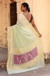 Shop_Naaritva India_Green Crepe Zari Pastel Pista Hand Woven Banarasi Saree With Running Blouse _at_Aza_Fashions