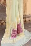 Naaritva India_Green Crepe Zari Pastel Pista Hand Woven Banarasi Saree With Running Blouse _at_Aza_Fashions