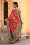 Shop_Naaritva India_Red Crepe, Chiffon, Silk Zari Hand Woven Banarasi Saree With Running Blouse _at_Aza_Fashions