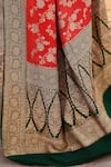 Naaritva India_Red Crepe, Chiffon, Silk Zari Hand Woven Banarasi Saree With Running Blouse _at_Aza_Fashions
