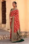 Buy_Naaritva India_Red Crepe, Chiffon, Silk Zari Hand Woven Banarasi Saree With Running Blouse 
