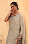 Shop_Naaritva India_Olive Green Chiffon Zari Hand Woven Banarasi Light Saree With Running Blouse _Online_at_Aza_Fashions