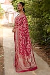 Buy_Naaritva India_Pink Crepe, Chiffon Zari Hand Woven Banarasi Hot Saree With Running Blouse _Online_at_Aza_Fashions