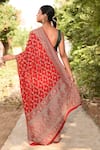 Shop_Naaritva India_Red Crepe, Chiffon, Silk Zari Hand Woven Banarasi Saree With Running Blouse _at_Aza_Fashions