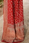 Buy_Naaritva India_Red Crepe, Chiffon, Silk Zari Hand Woven Banarasi Saree With Running Blouse 