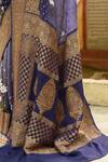 Naaritva India_Navy Chiffon Zari Blue Hand Woven Banarasi Saree With Running Blouse _at_Aza_Fashions