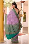 Shop_Naaritva India_Purple Crepe, Chiffon, Silk Zari Banarasi Hand Woven Saree With Running Blouse _at_Aza_Fashions