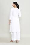 Shop_Abbaran_White Rayon Embroidery Round Neck Kurta Set _at_Aza_Fashions