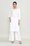Buy_Abbaran_White Rayon Embroidery Round Neck Kurta Set _at_Aza_Fashions