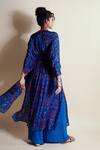Shop_Style Junkiie_Blue Chinon Embroidery V-neck Floral Print Duster Dress _at_Aza_Fashions