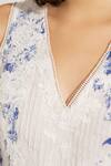 Buy_Ranna Gill_Blue Viscose Embroidery Keyhole Neck Zestio Pleated Designer Blouse _Online_at_Aza_Fashions