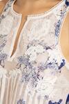 Shop_Ranna Gill_Blue Viscose Embroidery Keyhole Neck Zestio Pleated Designer Blouse _Online_at_Aza_Fashions