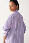 Shop_Three_Lavender Poplin, Cotton Embroidery Collared U-yoke Tunic Co-ord _Online_at_Aza_Fashions