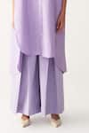 Three_Lavender Poplin Button-down Neck Dip-dye Tunic And Inverted Box Pleat Pant _at_Aza_Fashions