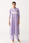 Buy_Three_Lavender Poplin Mandarin Collar Purple Back Pleat Kurta Co-ord _at_Aza_Fashions