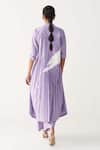 Shop_Three_Lavender Poplin Mandarin Collar Purple Back Pleat Kurta Co-ord _at_Aza_Fashions