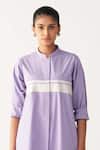 Three_Lavender Poplin Mandarin Collar Purple Back Pleat Kurta Co-ord _at_Aza_Fashions