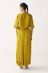 Shop_Three_Green Organza, Silk, Crepe Round Neck Lime Poppy Top Co-ord Set _at_Aza_Fashions