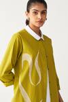 Buy_Three_Green Poplin Embroidery Collared Infinity Jacket Co-ord Set 