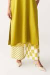 Three_Green Tencel, Silk, Crepe V-neck Lime V Tunic Co-ord Set _at_Aza_Fashions