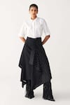 Buy_Three_White Poplin, Handloom Cotton Embroidery Collared Handkerchief Skirt Set _at_Aza_Fashions