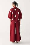 Shop_Three_Red Poplin Open Neck Drawstring Polka Top Co-ord Set _at_Aza_Fashions
