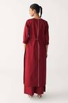 Shop_Three_Red Poplin Round Neck Front Tunic And Inverted Box Pant _at_Aza_Fashions
