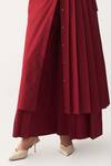 Shop_Three_Red Poplin Round Neck Front Tunic And Inverted Box Pant _Online_at_Aza_Fashions