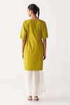 Shop_Three_Lavender Poplin, Organza Embroidery Round Neck Sheer Panel Dress _at_Aza_Fashions