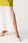 Shop_Three_Lavender Poplin, Organza Embroidery Round Neck Sheer Panel Dress _Online_at_Aza_Fashions